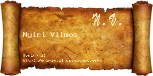 Nyiri Vilmos névjegykártya